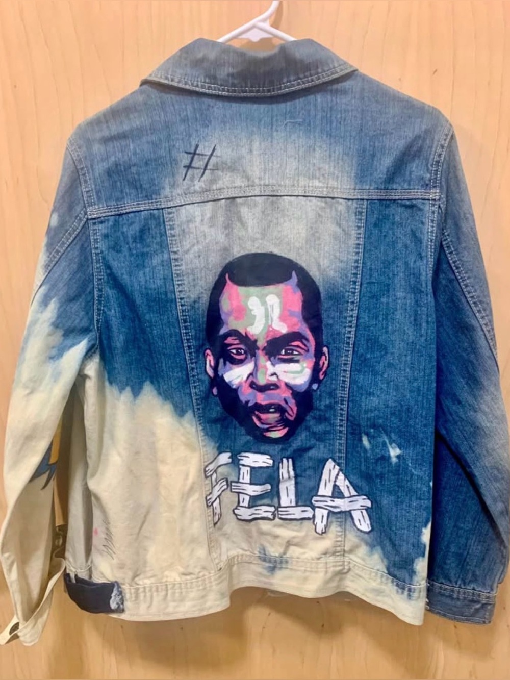 Hand-Painted Authentic Denim Jacket – Fela Kuti Art (One of a Kind)